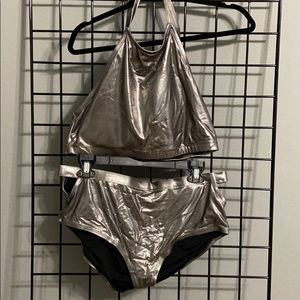 Forever 21+ Metallic Halter Swimsuit